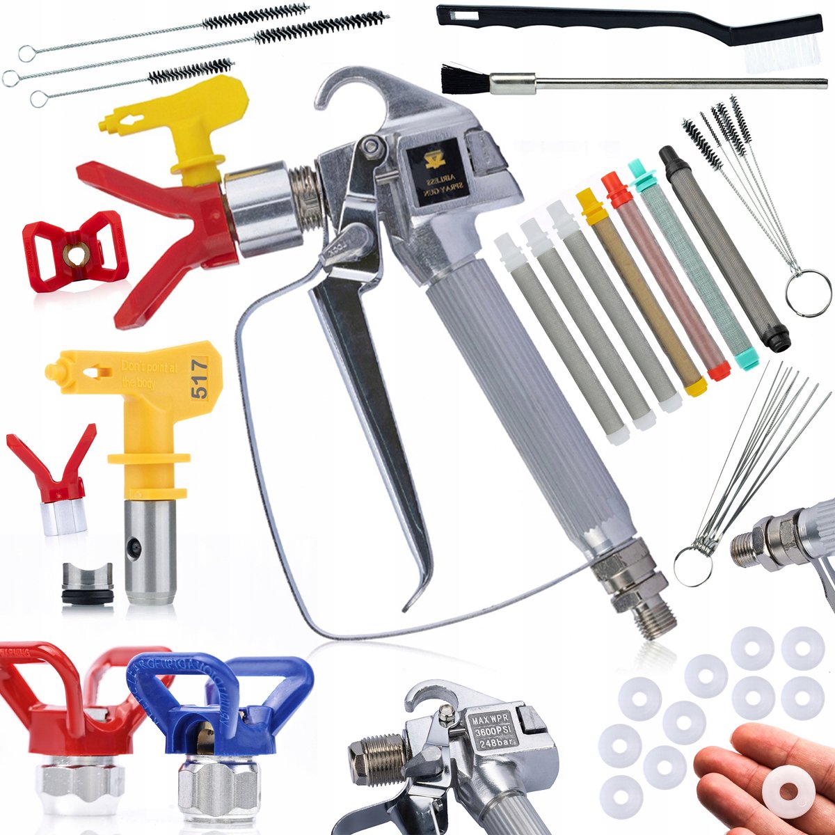 Rosfix Spuitpistool Set - Spuitmond 517, RVS Beschermer - 248 bar, 1/4" Inlaat, 7/8" Kop