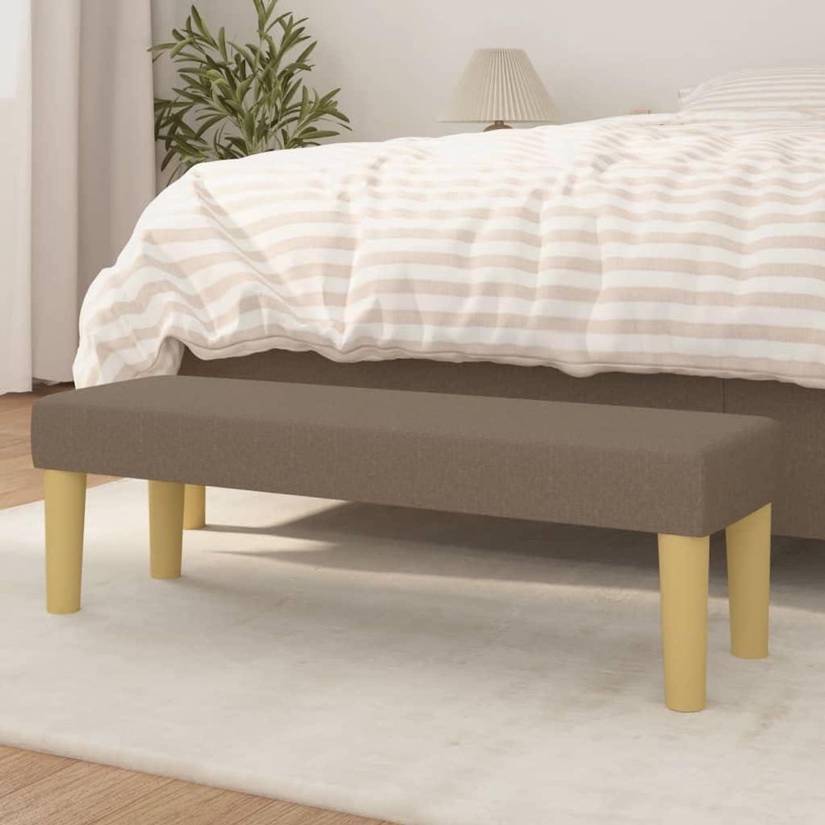 Zitbank met opbergruimte - Poef bedbank - Extra zitplaats - Stoffen bekleding - 100 x 30 x 30 cm - Taupe