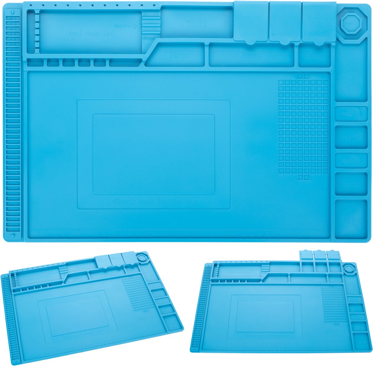 Rosfix Soldeermat met Organizer - Hittebestendig tot 500°C - Siliconen 450 X 300 mm, 5 mm ESD