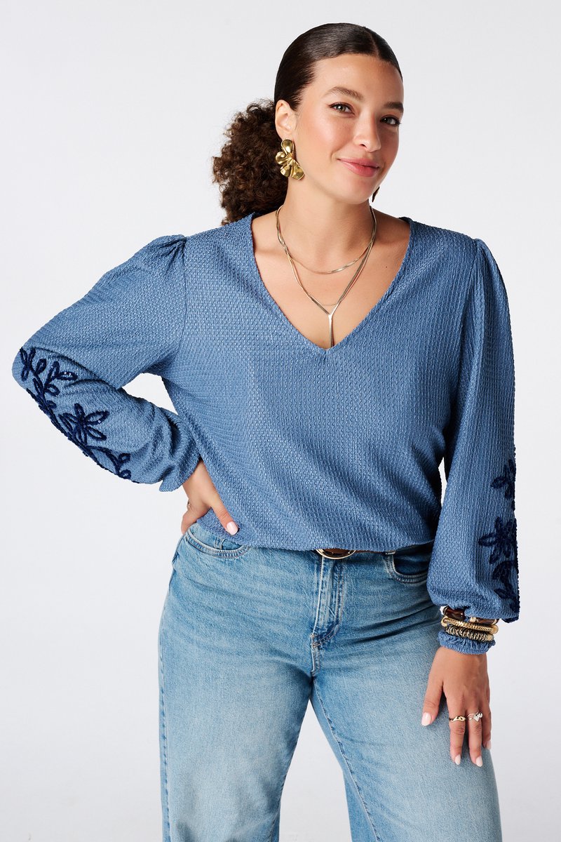 MS Mode Blouse Top met borduursel