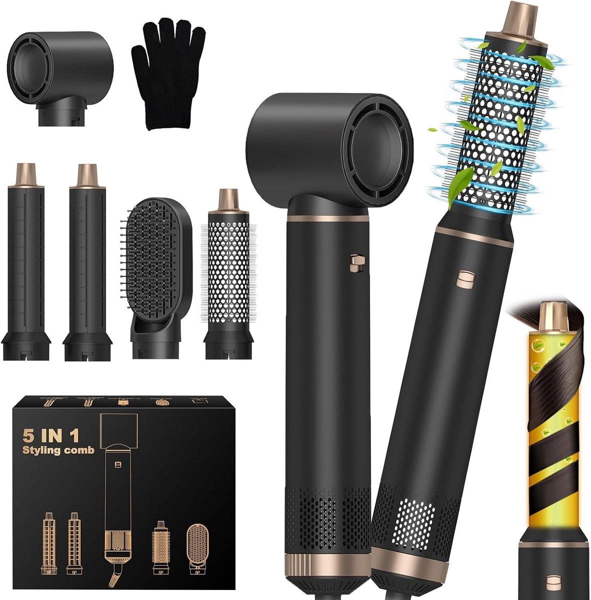 Hairstyler 5-in-1 - Wit - Professionele Airstyler met Automatische Krultangen - Voor Alle Haartypes