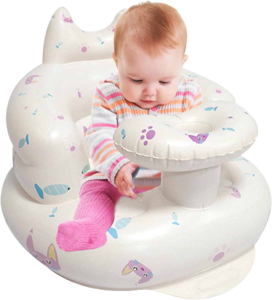Opblaasbare Baby Stoel - Babyzitje Leerstoel - Baby Zelfstandig Zitten - Wervelkolom Ondersteuning - 59874 g - Kittenmodel