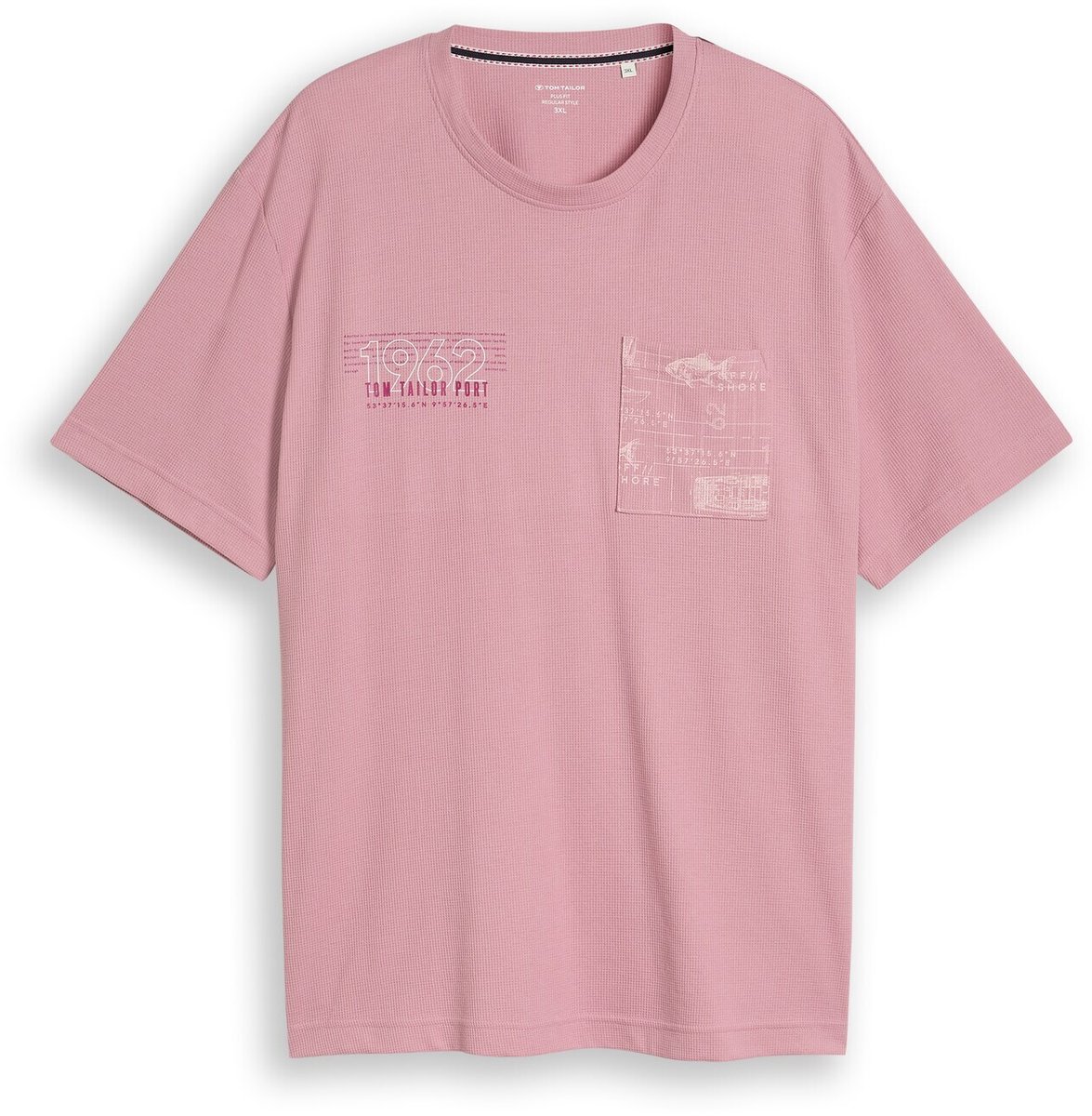 Tom Tailor - Plus Size - T-shirt met wafelstructuur - Maat 4XL - dusty rose