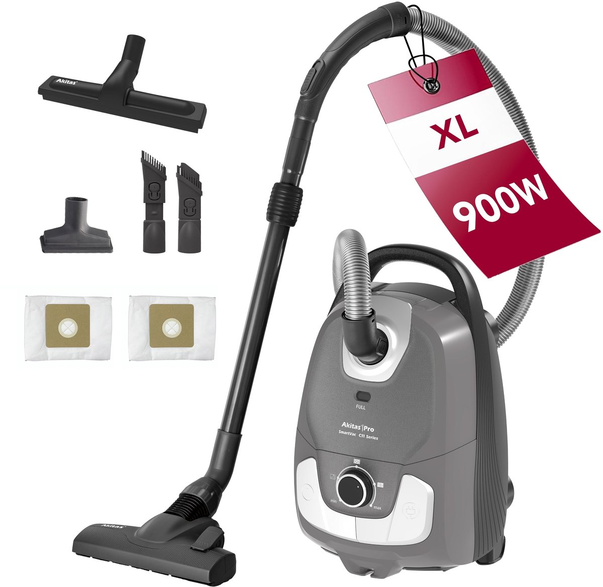 Omgoods - 900W Stofzuiger met Zak en Extra Borstel