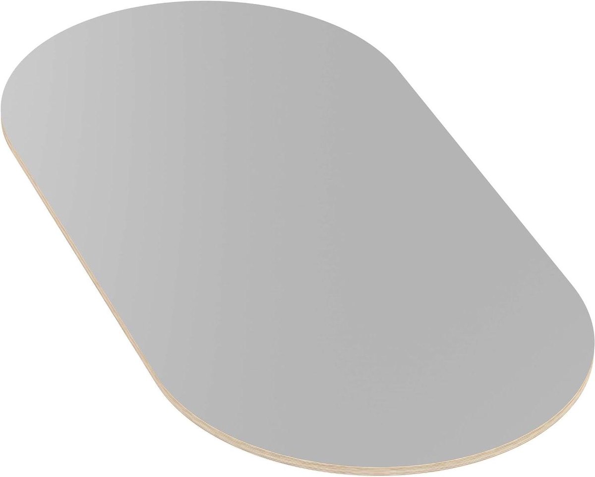 Tafelblad Multiplex - Werkblad Ovaal - Meubel Maken - Melamine Gecoat - 110x70 cm - Grijs