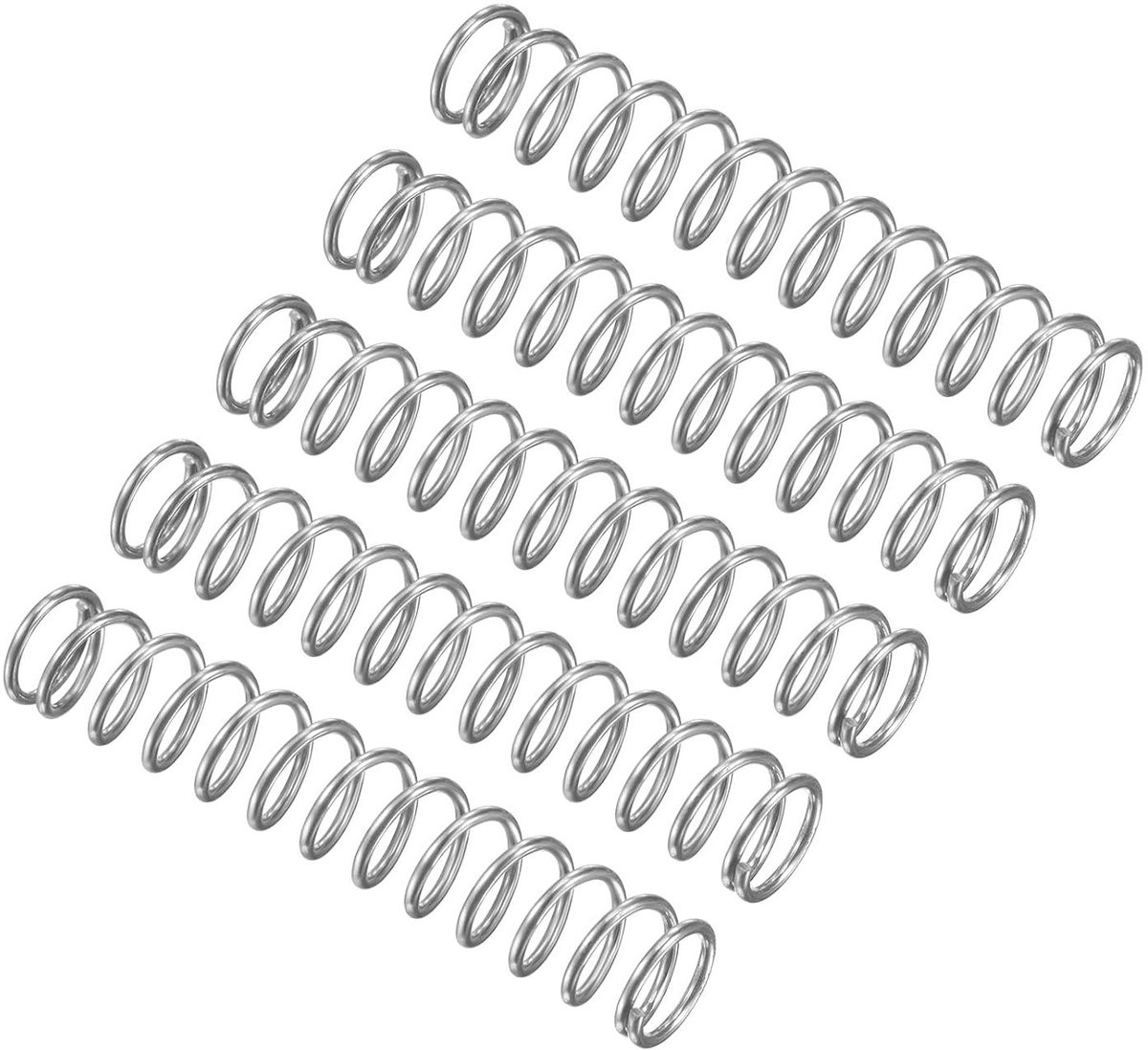 Compressieveer Set - Druksveer - Apparaten Reparatie - 304 Roestvrij Staal - 5 Stuks - Zilvertint