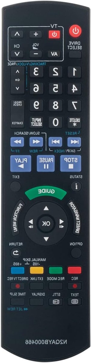Afstandsbediening Vervanging - Universele Bediening - DVD Recorder Bediening - Direct Klaar Voor Gebruik - 10 Meter Bereik - Zwart