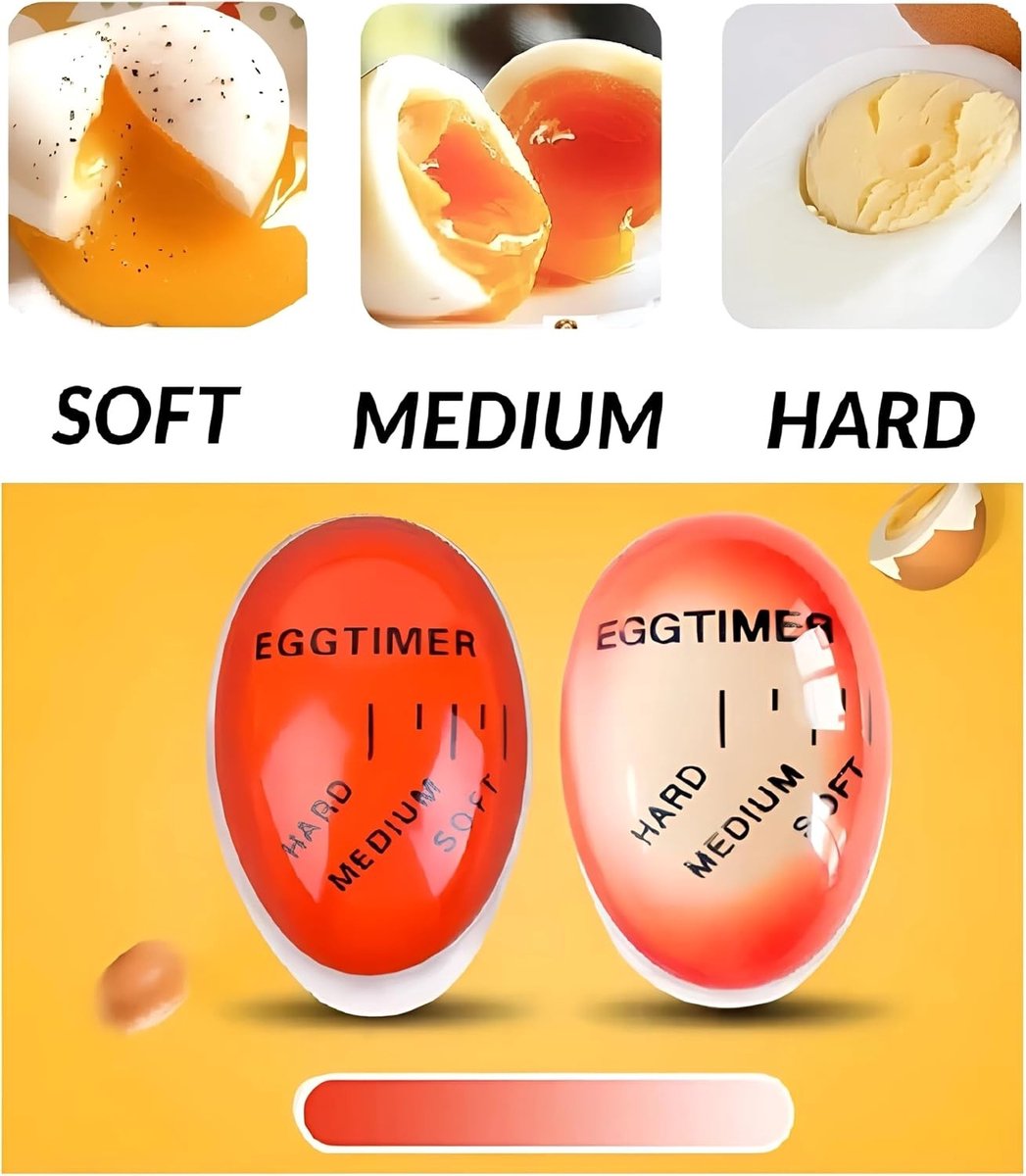 Eierkoker - Rood - Hars - Analoge Temperatuurweergave voor Zacht, Medium en Hard Gekookte Eieren