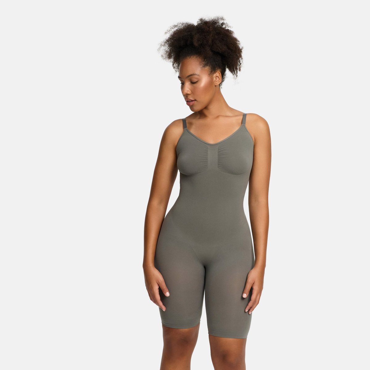 cfab Bodysuit met corrigerende shapewear en bijpassende shorts - Grafiet - XL - Corrigerende Body - Naadlos - corrigerend ondergoed dames
