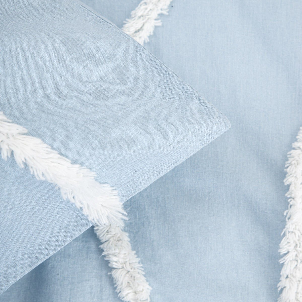 HOMLA Bedding - DELIA - cotton blue with wave-shaped stitching - 160x200 + 2*50x60 cm - 768163