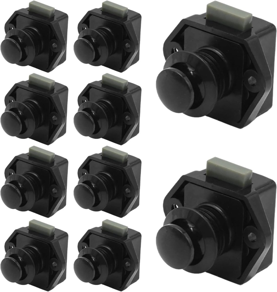 10 Stuks Push Button Deurslot voor Kasten en Lades - Veiligheidsknop voor RV, Boot en Motorhome (Zwart)