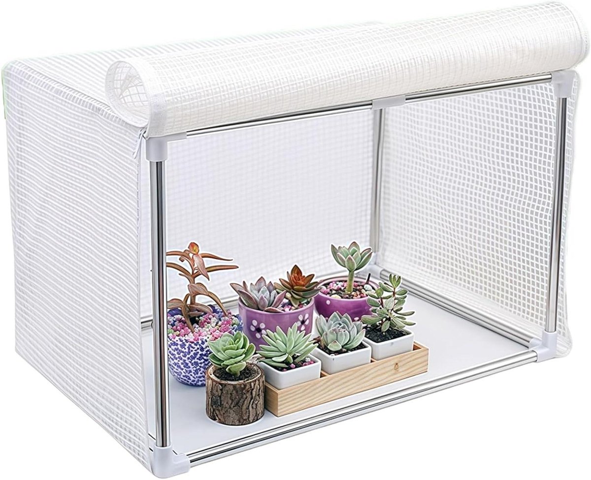 Mini serre - Kleine kas - Planten beschermen - Waterdichte mulch - 80x40x40cm - Wit