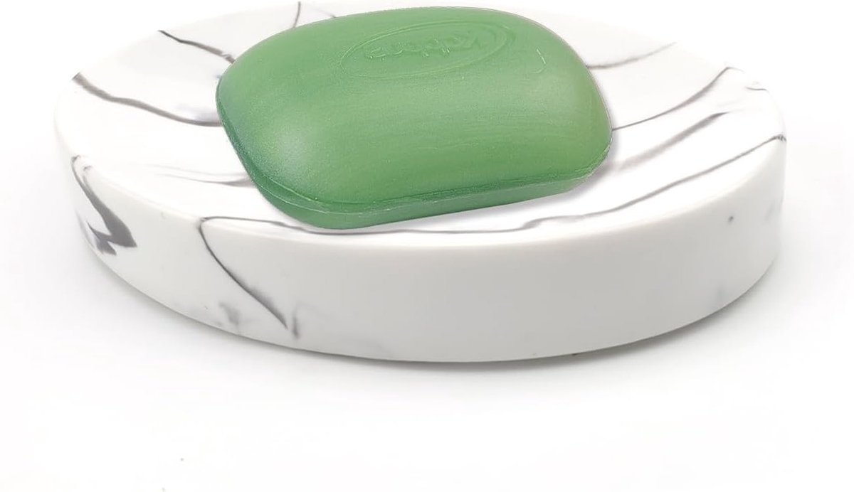 Elegante Zeepdispenser van Hars met Marmerlook, 13.5 x 9.5 cm, Antislip, Ideaal voor Badkamer en Keuken