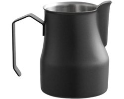 Melkopschuimkan - Opschuimbeker RVS - Latte Art Maken - Binnenschaal Markering - 500 ml - Zwart