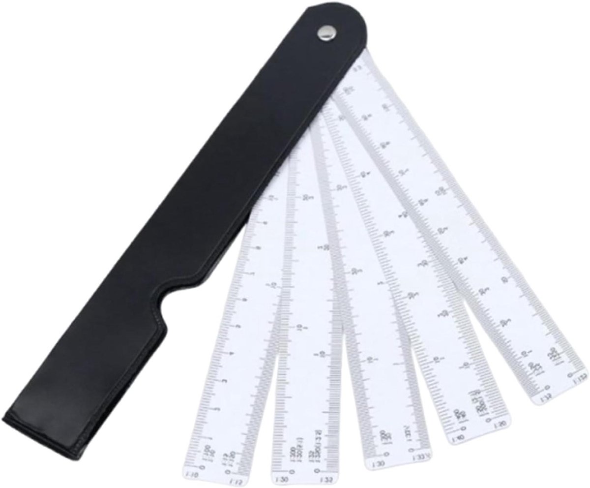 Opvouwbare Liniaal - Tekensjabloon Meetgereedschap - Patronen Maken - Dubbele Conversie Schaal - 20 cm - Zwart