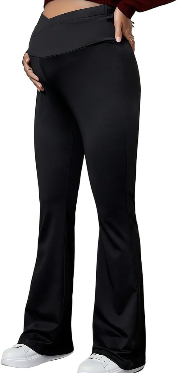 Comfortabele Hoge Taille Maternity Pants voor Dames, Rekbaar en Zacht, Ideaal voor Sport, Vrije Tijd en Loungewear, Flared Design en Buikbedekking