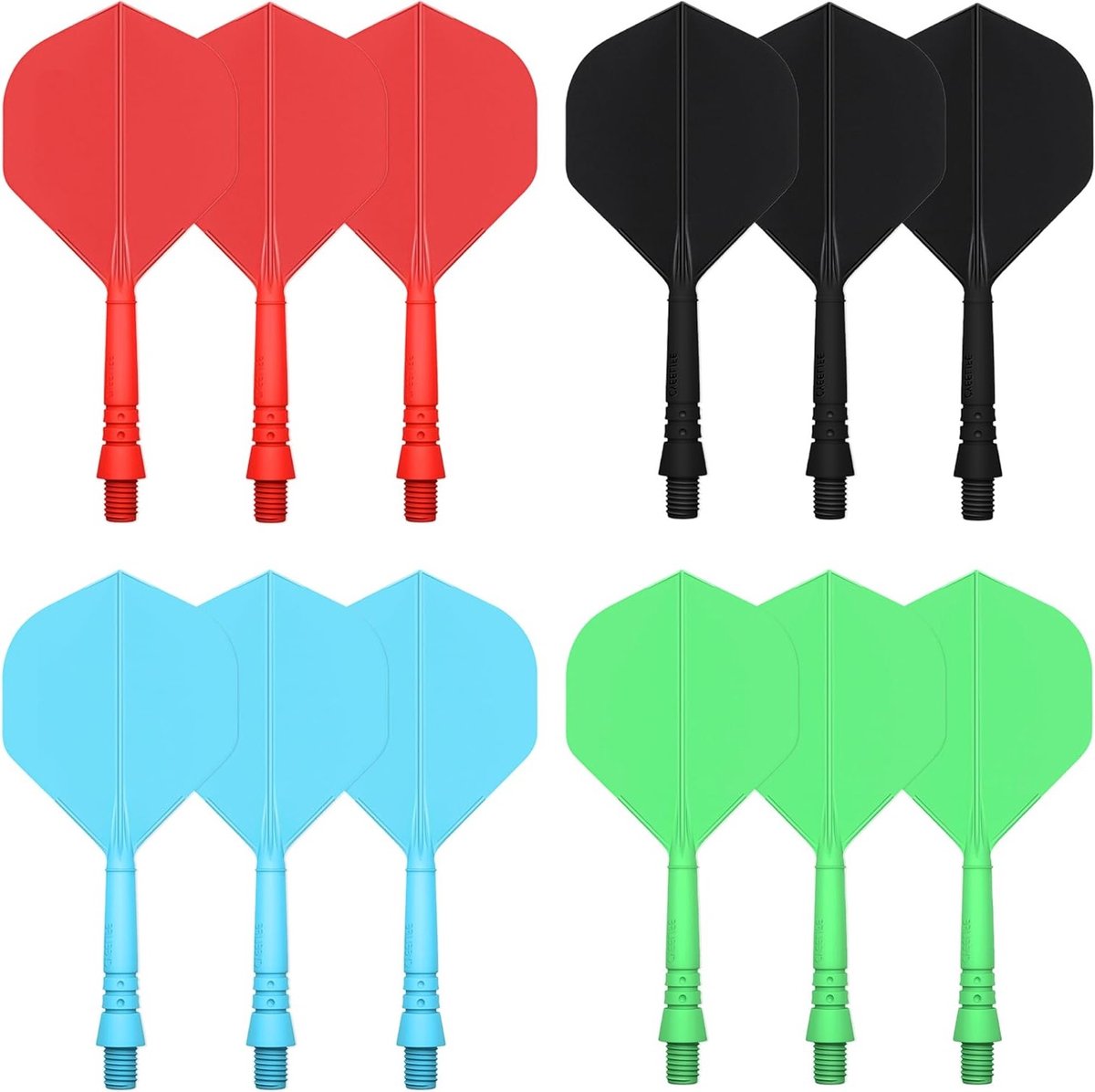 Dart Shafts en Dart Flights Set met 12 Stabiele Accessoires in Zwart, Rood, Blauw en Groen voor Precisie en Betrouwbaarheid