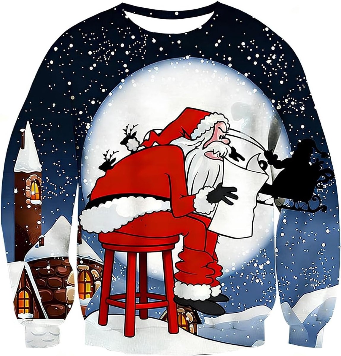 Lachen met een 3D Kersttrui voor Mannen en Vrouwen - Langsleeve Sweatshirt voor de Feestdagen