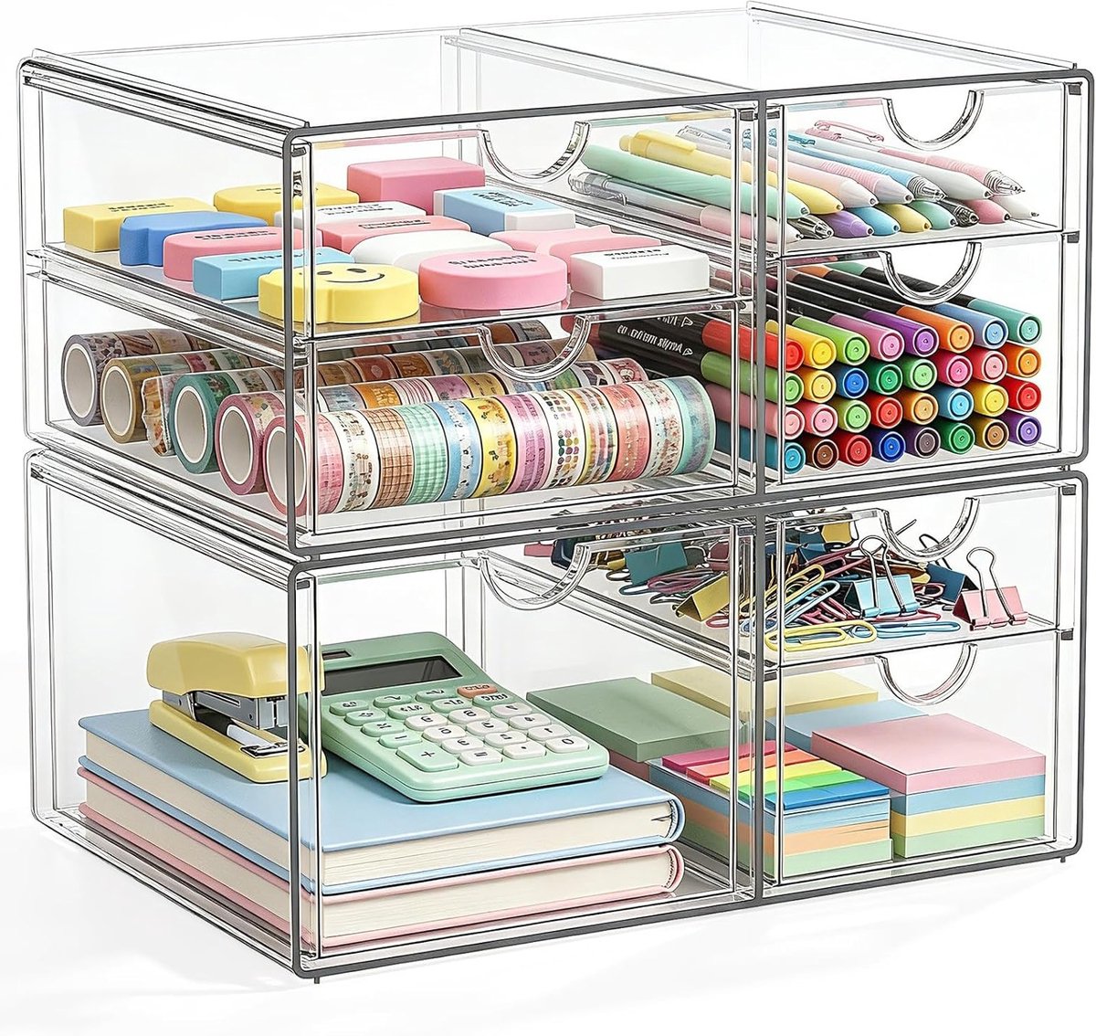 Make-up Organizer met 7 Laden, Desk Organizer en Duidelijke Accessoires voor Make-up en Sieradenopslag, Stofdichte Lade Organizer voor Bureau