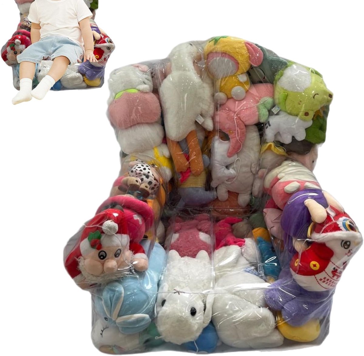 Zitzak Opbergzak - Speelgoed Opberger - Opruimen Kinderkamer - Transparant Design - Maat S - Transparant