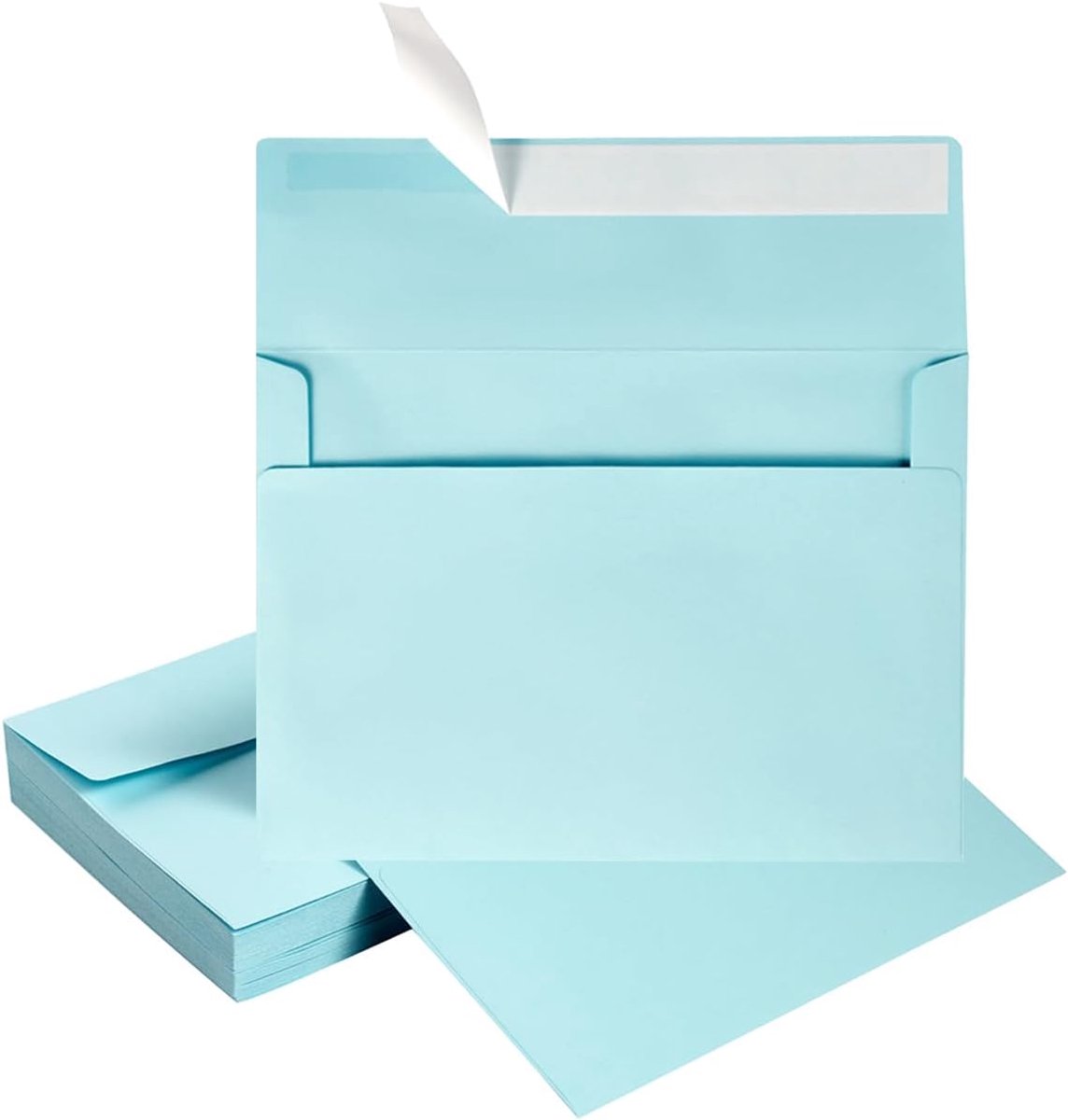 Gekleurde Enveloppen - Uitnodigingsenveloppen Post - Feestelijke Communicatie - Zelfklevende Sluiting - 50 Stuks 14x18cm - Lichtblauw