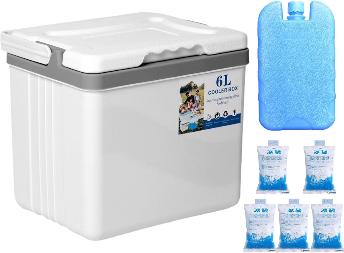 Draagbare Koelbox - Isolatiebox Picknick - Outdoor Activiteiten - Waterdicht Ontwerp - 6 Liter - Wit