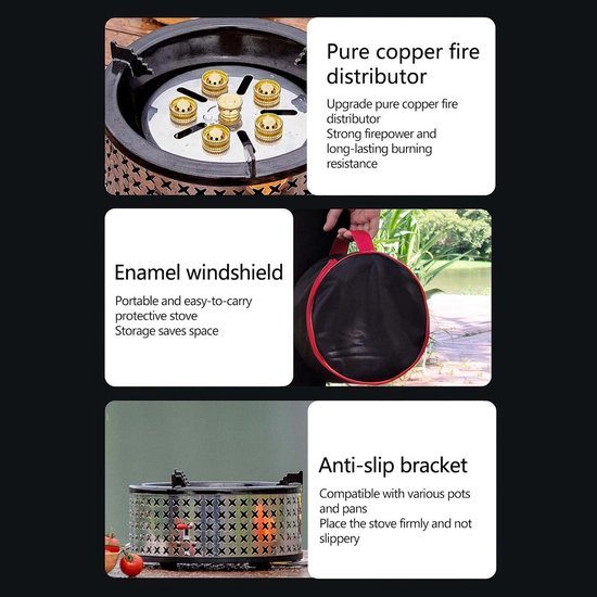 Buiten Kooktoestel - Draagbare Kookpit - Kamperen en Hiken - Windbestendig Ontwerp - 15800W Vermogen - Zilver — afbeelding 5