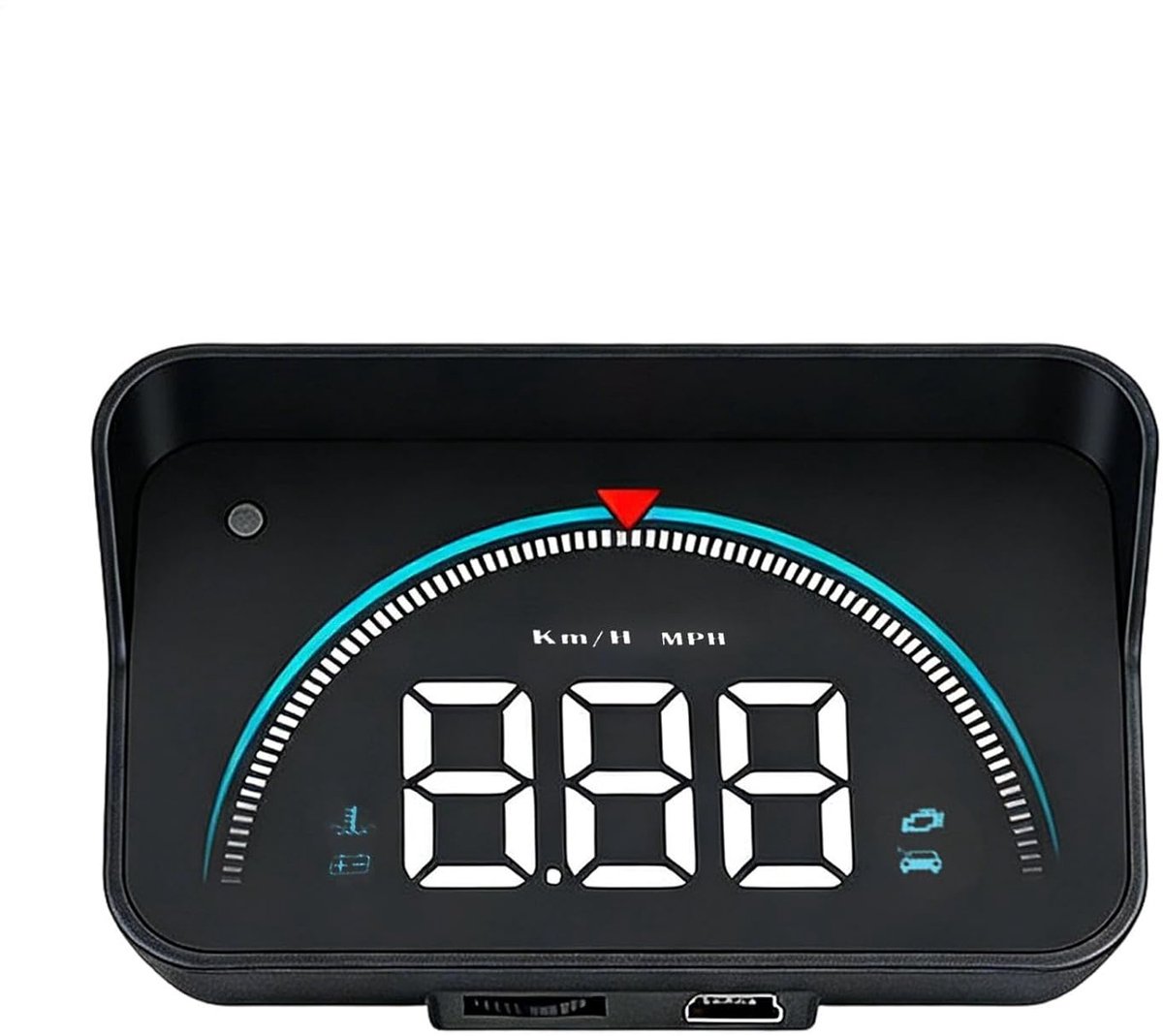Auto Head-Up Display - Snelheidsmeter Rijgegevens - Veilig Rijden - Automatische Helderheid - Compact Profiel - Zwart