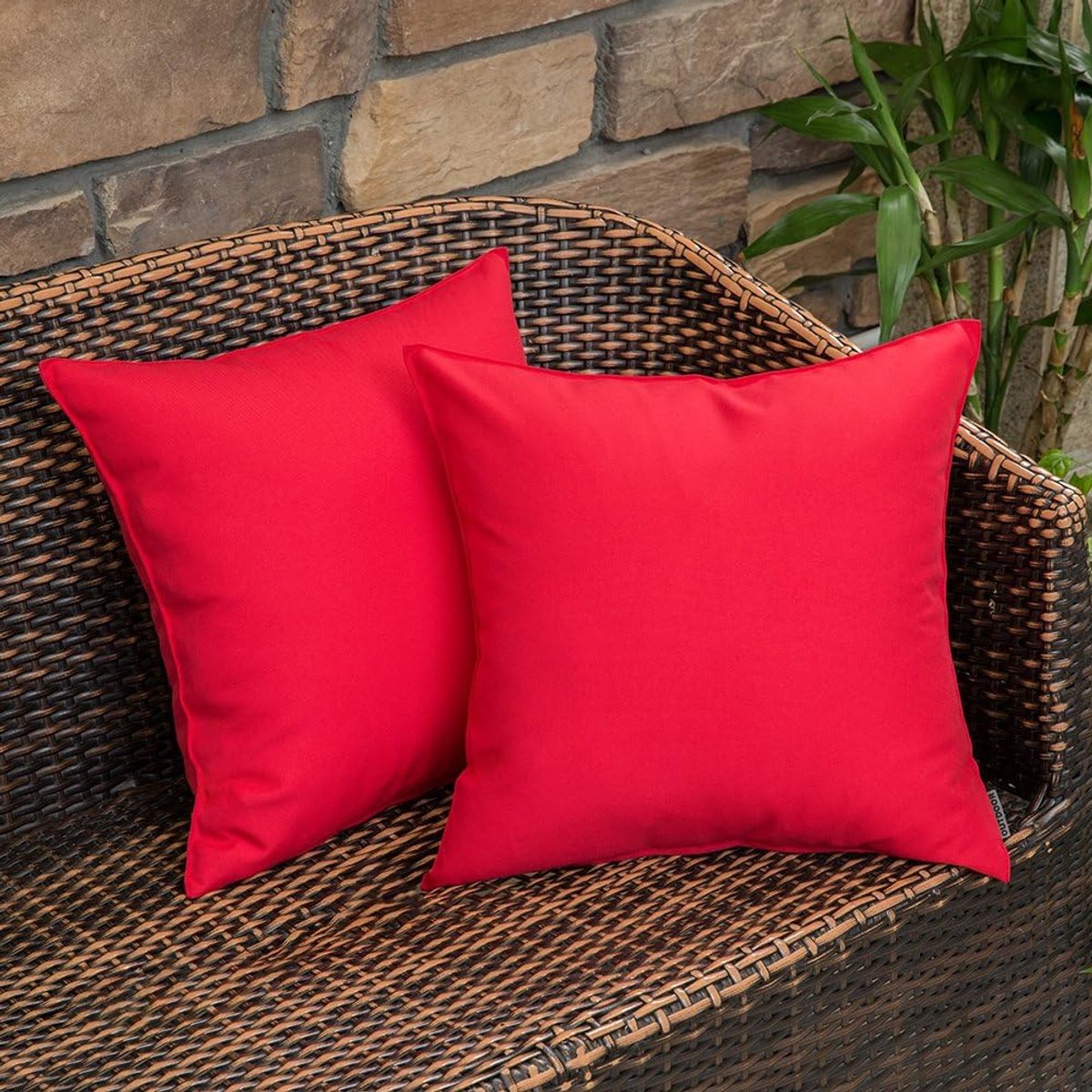 Famanu Set van 2 waterdichte kussenhoezen voor buiten, decoratieve kussenhoezen voor sofa en bank, 40 x 40 cm, ideaal voor tuin en balkon neutraal