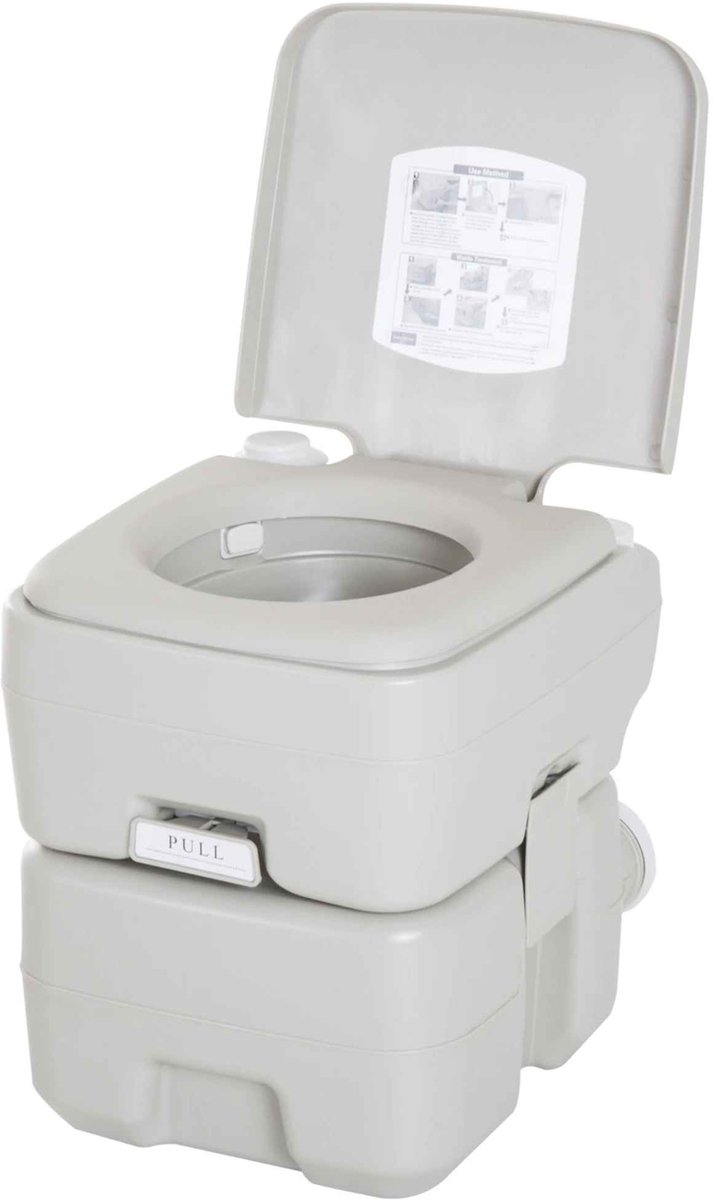 Bruinsma INEX Camping Toilet - Chemisch Toilet - Toiletemmer - Draagbaar Toilet - Camping Toilet Hoge Zit - Campingtoiletten - 36.5Lx41.5Bx42H CM - Grijs