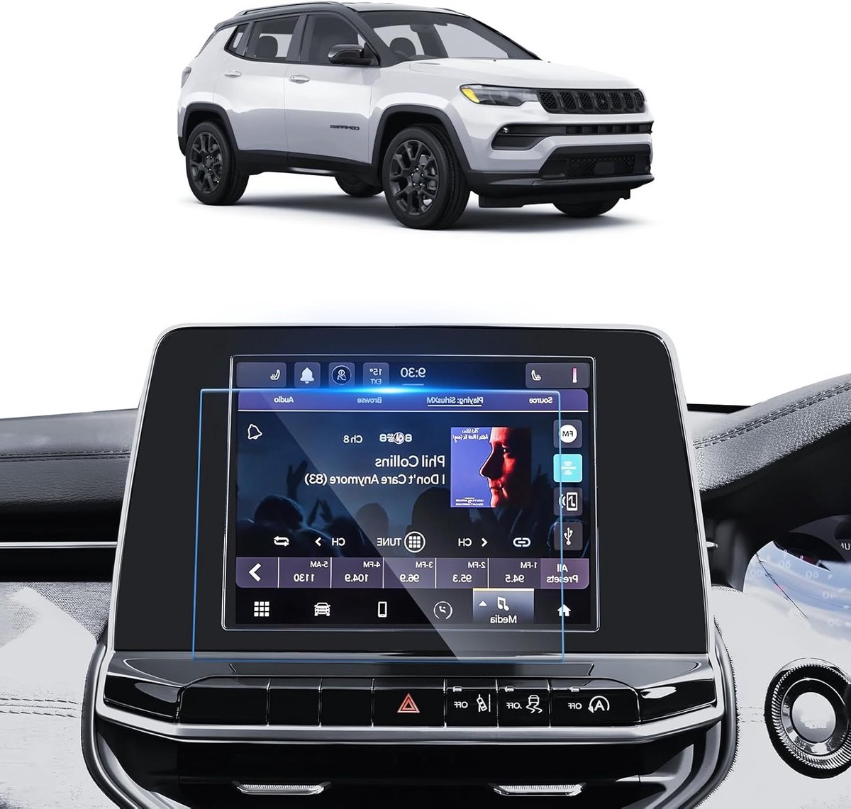 Protectieve Folie voor Jeep Compass 2021-2024 | Navi Navigator Bescherming | Krasbestendig en Vingerafdrukbestendig (8.4 inch)