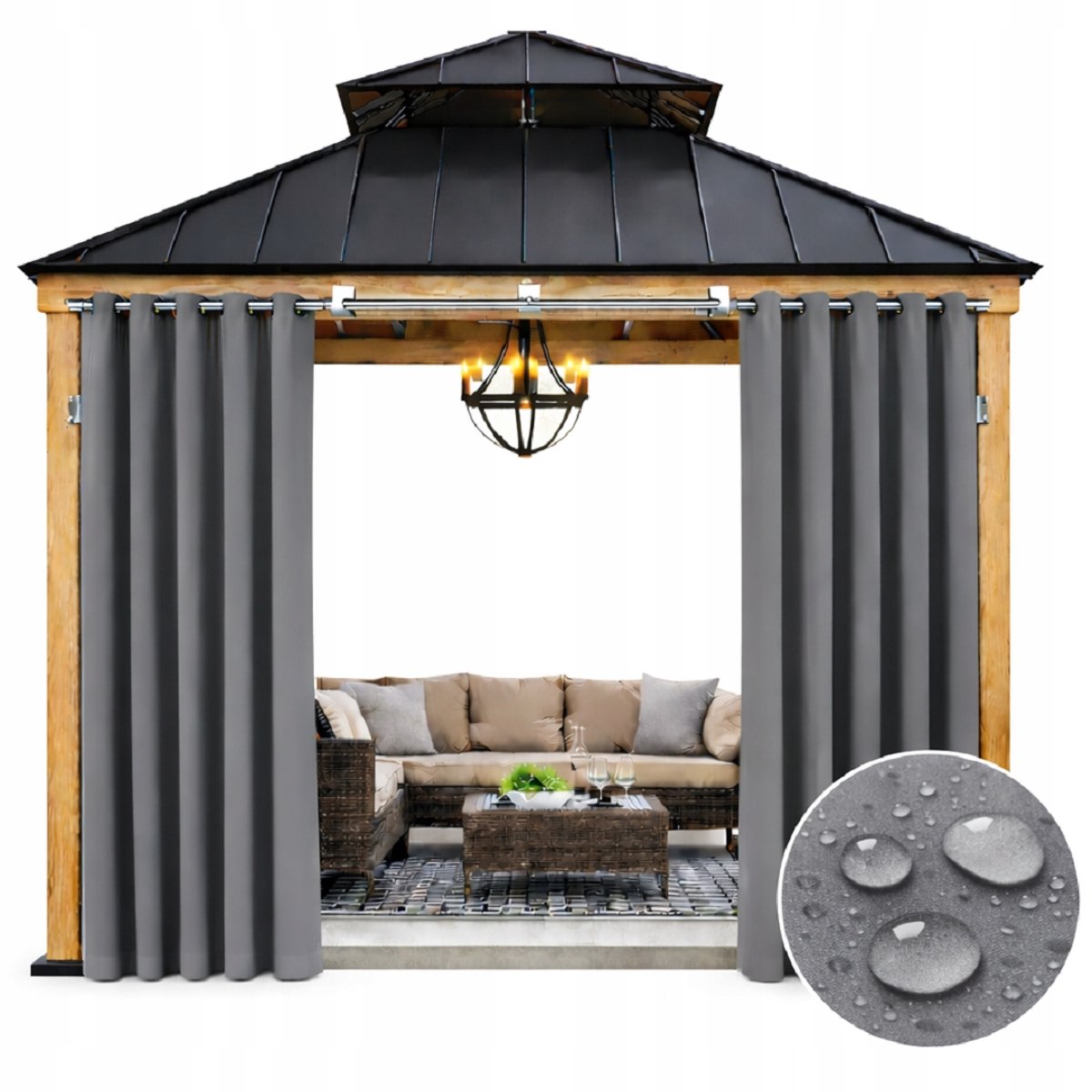 NOW-ART Tuingordijn - 155 x 220 cm - Donkergrijs - Waterdicht - Met metalen ringen