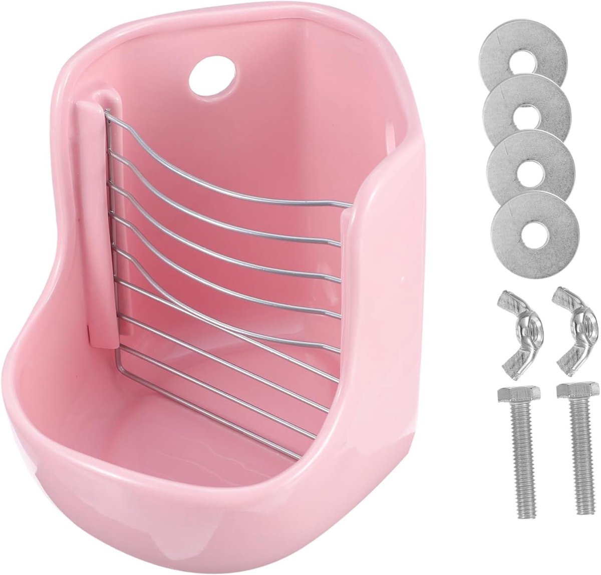 Voerbak en Drinkbak - Huisdier Accessoires - Kleine Dieren Voeden - Keramisch Materiaal - 13x18x16 cm - Roze