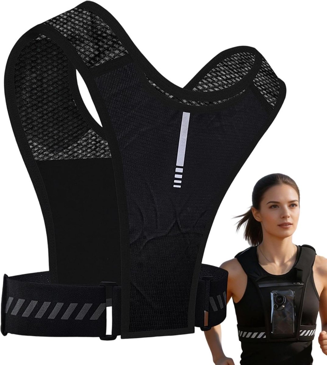 Hardloop Watervest - Hydratatie Vest - Buitensporten - Handsfree Hydratatie - 15 x 10 x 4 cm - Zwart