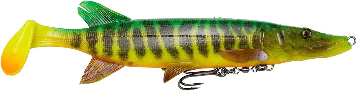 Rubber Vis - Zacht Kunstaas - Snoek Vissen - Realistische Foto Huid - 20cm 65g - Firetiger