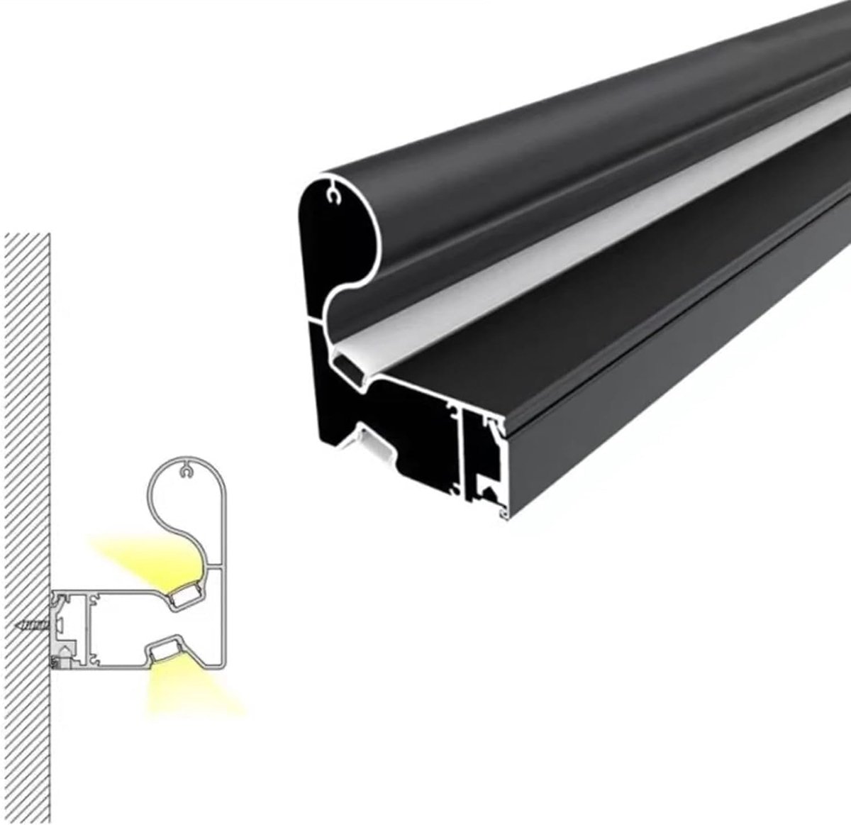 Aluminium Trapleuning - LED Verlichtingskanaal - Veiligheid Verhoging - Dubbel LED Kanaal - 198 cm - Zilver
