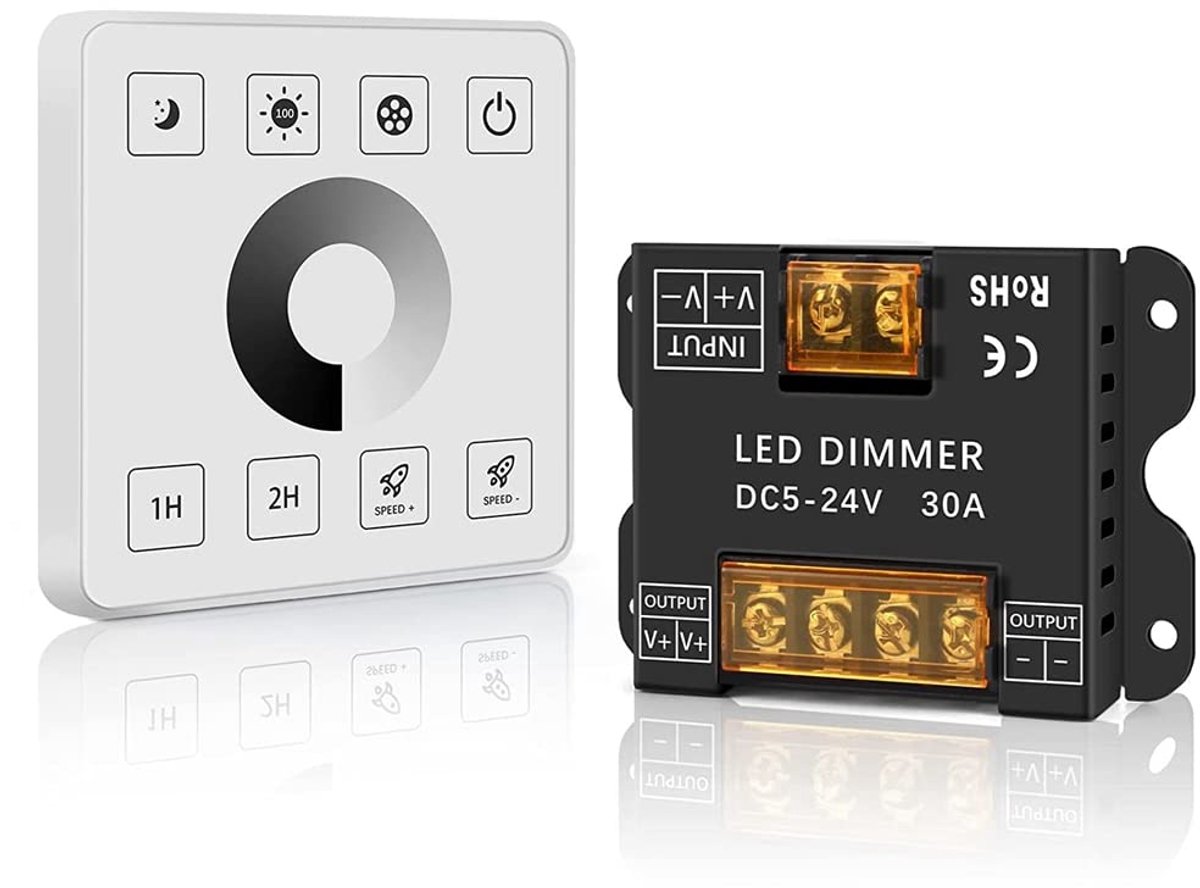RF Bediening Dimmer - Touch Controller - LED Verlichting Instellen - Geavanceerde Touch Control - DC5-24V 30A - Zwart