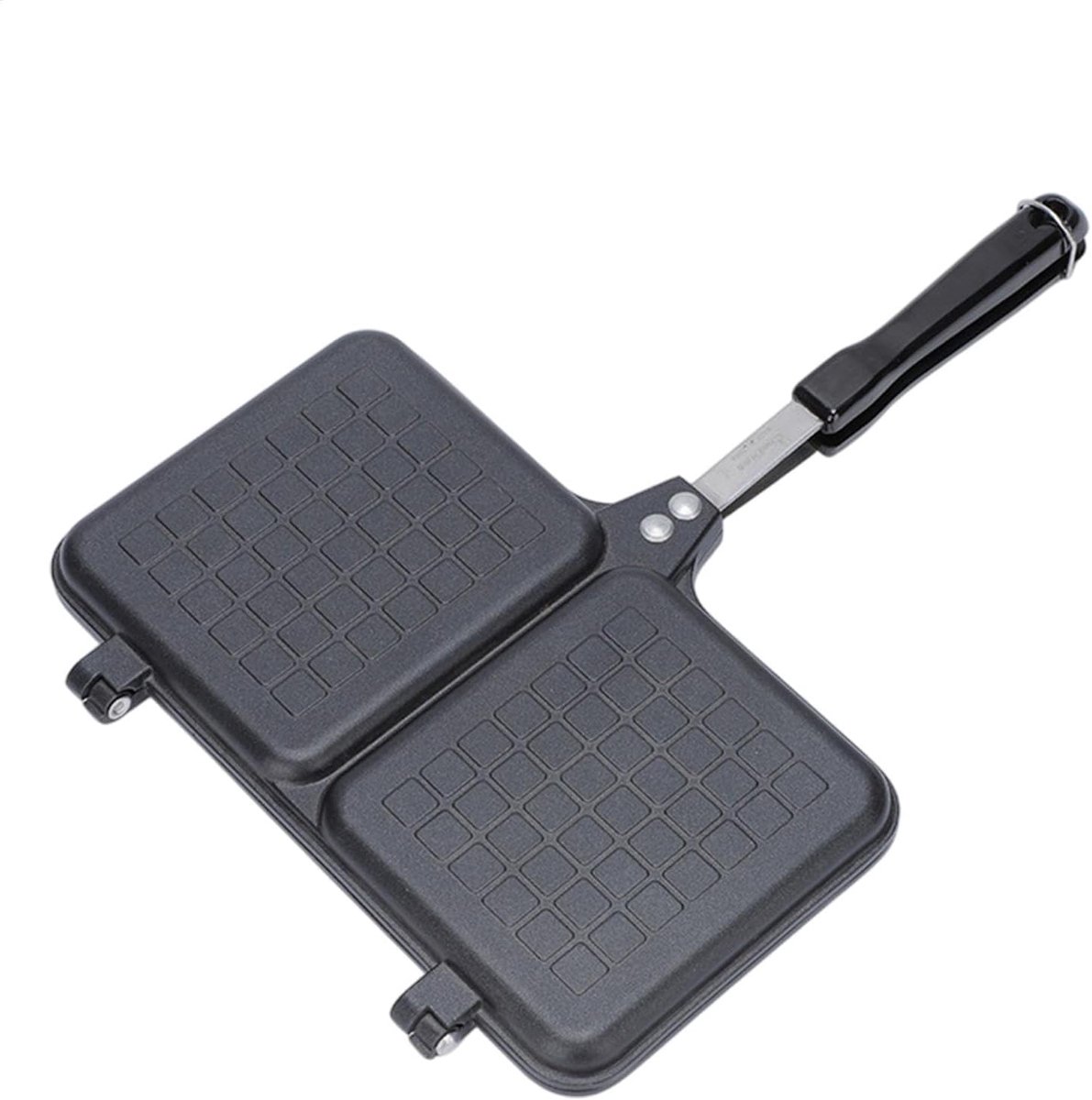 Sandwichmaker Dubbel - Tosti Grill - Buiten Koken - Gietaluminium Pan - 25 cm Breed - Zwart