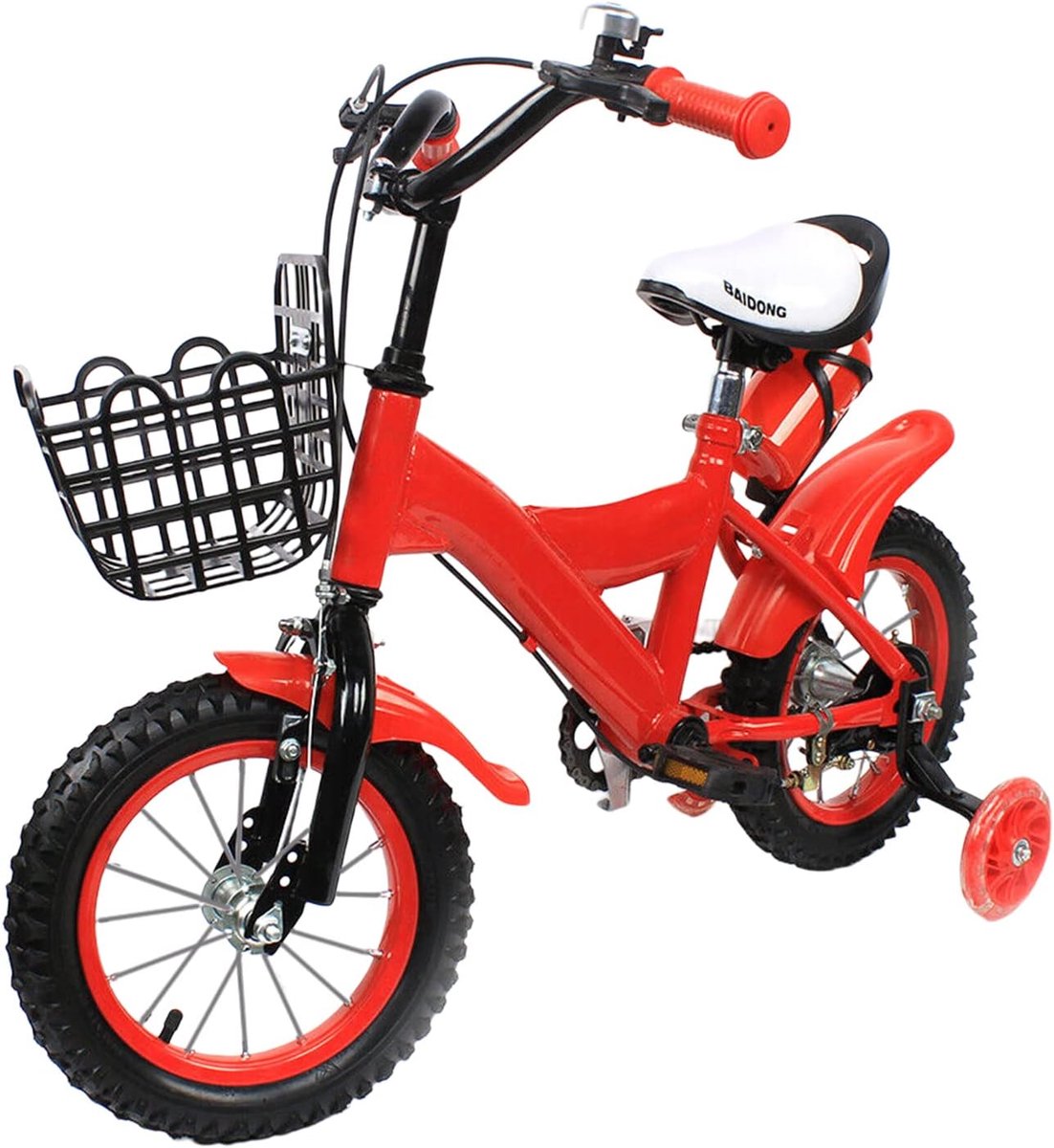 Kinderfiets - Loopfiets met wielen - Leren fietsen - Veiligheidsdriehoekstructuur - 12 inch - Rood