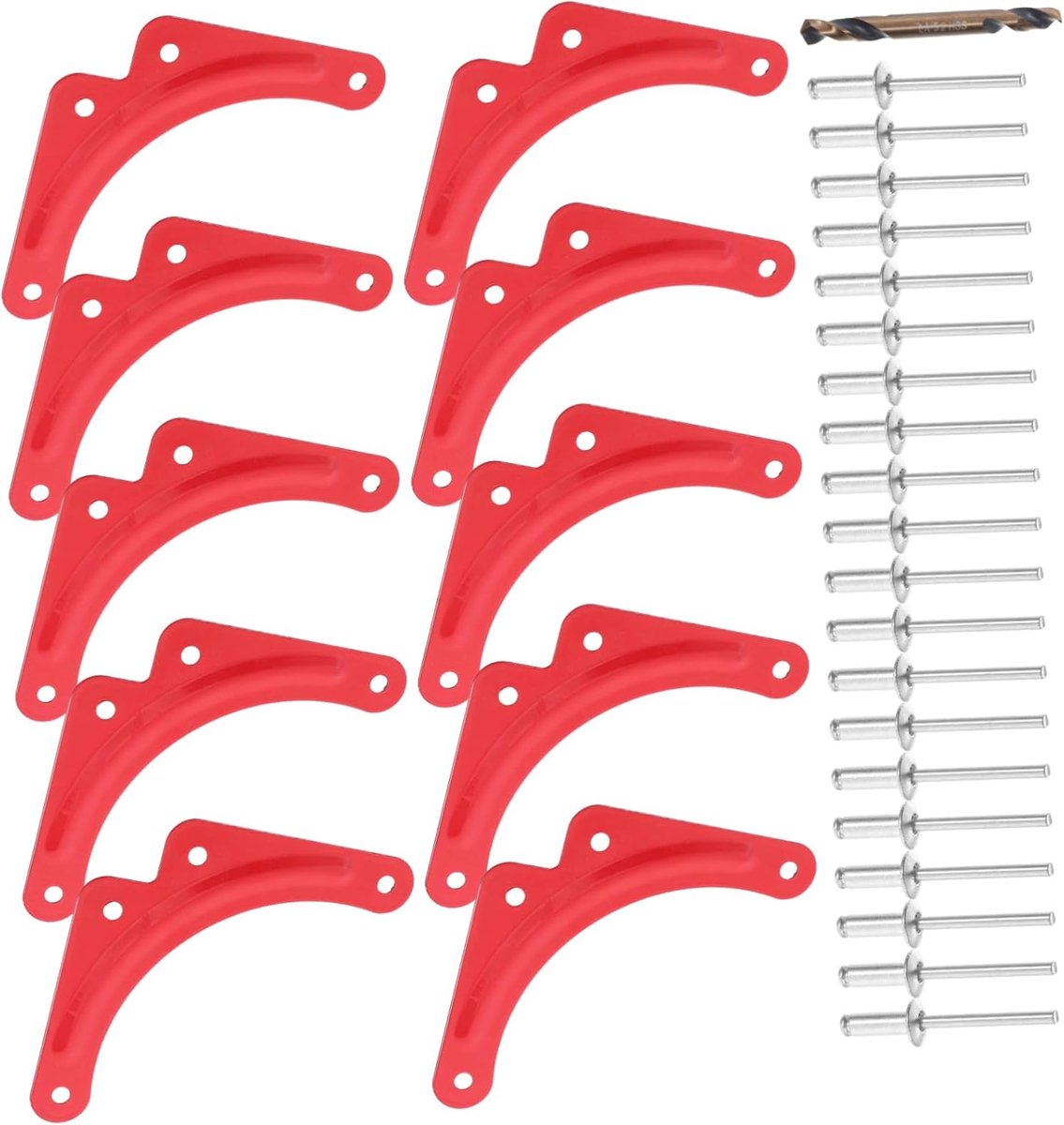 Ladder Versterkingsplaten - Hoeksteunen - Ladder Stabiliseren - Driehoekig Ontwerp - 10 Stuks - Rood