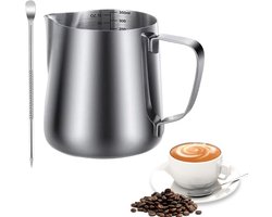 Melkopschuimkannetje - Kannetje voor latte art - Melk opschuimen - Nauwkeurige gietregeling - 350 ml - Zilver