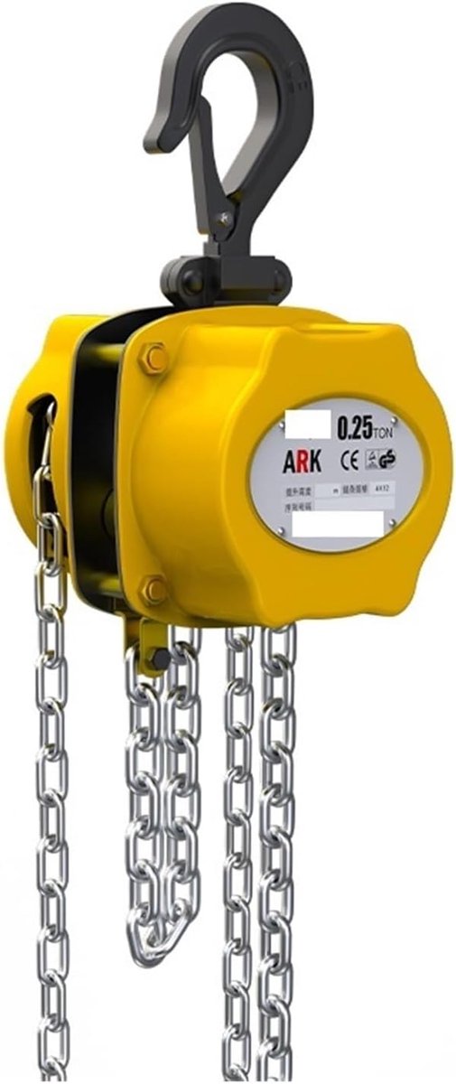 Handlier Kettingtakel - Handmatige Hefkraan - Zware Lasten Hefen - Dubbele Veiligheidsrem - 1 Ton Capaciteit - Zilver