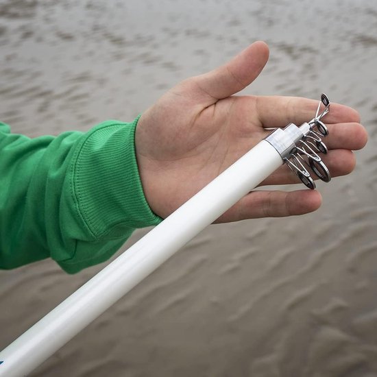 Vishengel Set - Zeehengel Molen - Bodemvissen Middellandse Zee - Telescopische Boothengel - 3.30m - Wit Blauw — afbeelding 3