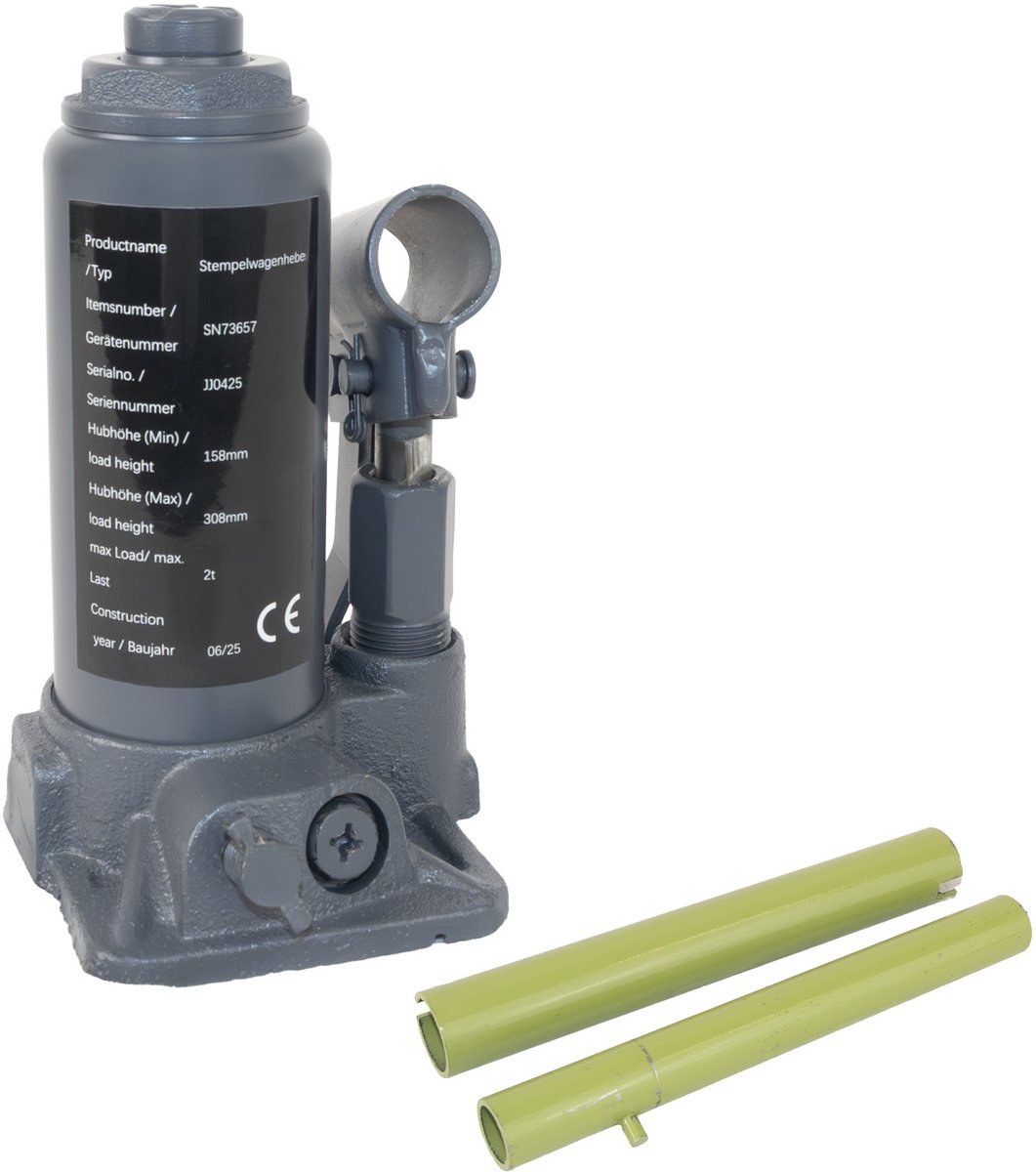 TRUTZHOLM Hydraulische Potkrik 2t - 158mm tot 308mm Hefhoogte - Compacte Cilinderkrik Autokrik Stempelkrik Werkplaats