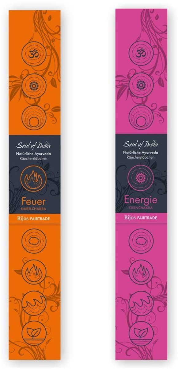 Dailygoods- Wierookstokjes Set van 2 - Indische Wierook - Vuur/Energie - Navelchakra - Creativiteit/Dynamiek - Natuurlijke Ingrediënten