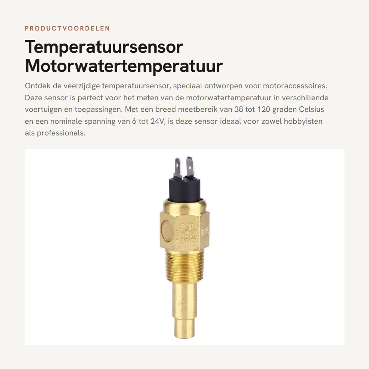 Dailygoods - Temperatuursensor - Motorwatertemperatuur - Breed meetbereik - 6~24V - Geschikt voor motoraccessoires - Efficiënt energieverbruik - M14 a...