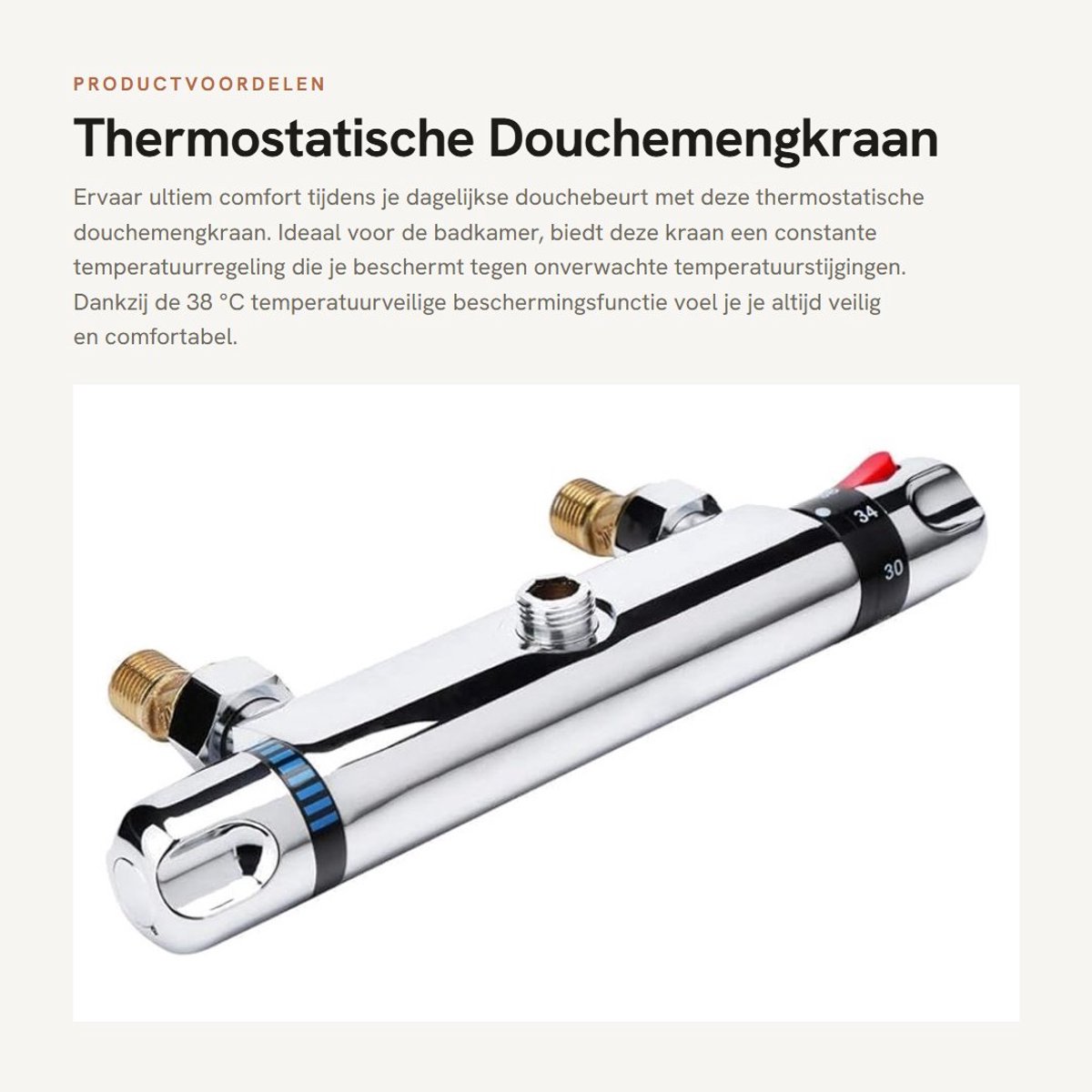 Dailygoods- Douchemengkraan Thermostatisch - Anti-verbranding - Warm/Koud Water - Temperat