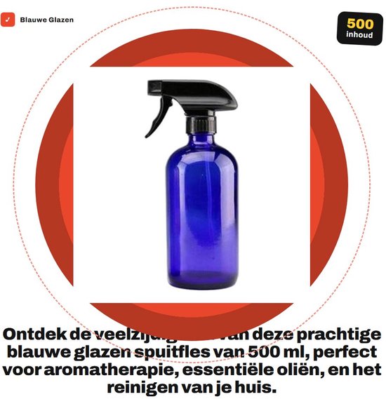 Dailygoods- Spuitfles 500 ml - Navulbare Glazen Boston-fles - Verstuiver voor Aromatherapie - Essentiële Oliën - Planten - Schoonheidsverzorging van Dailygoods — afbeelding 3
