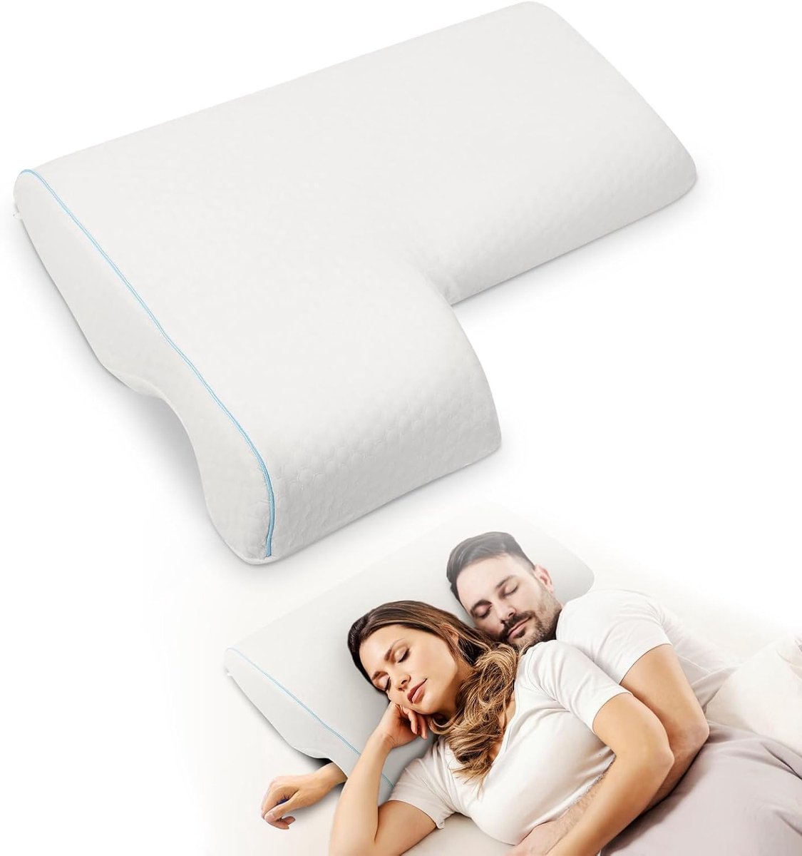Ademend Koppel Dekentje met Geheugenfoam Kussens voor Comfortabel Slapen, Armsteun Kussen en Cuddle Kussen met Langzame Terugslag