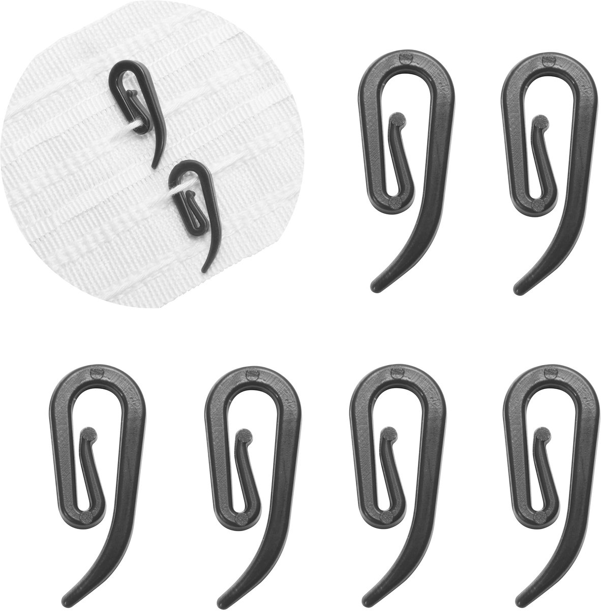 Dailygoods - Gordijn Haken 120st - Stevige Gordijnaccessoires - Donkergrijs - Voor Zware Gordijnen - Eenvoudig te Bevestigen - Geschikt voor Potloodplooi
